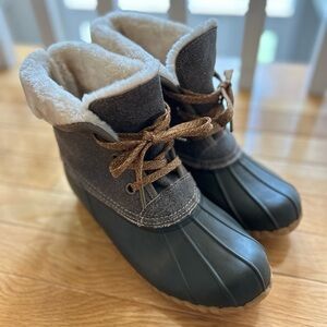 Sporto Fur-Lined Winter Duck Boots - Black and Brown